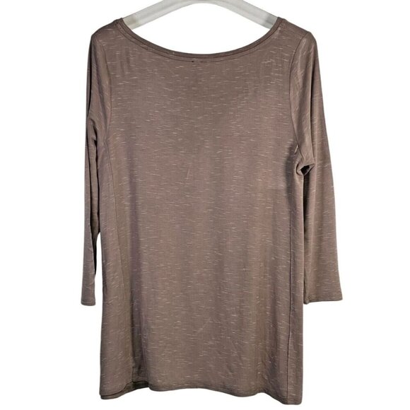 Marla Wynne Taupe Jersey Flowy 3/4 Sleeve Tunic Top Medium - Picture 2 of 4